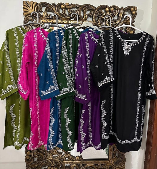 Both side Linen embraided 2pc stitched