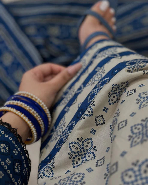 blair and serena blue and orange dresses Celestial Indigo Bagru Tunic with Ajrak Accents main image 0